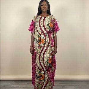 Floral Pink and Orange Dera Kenyan Maxi Dress